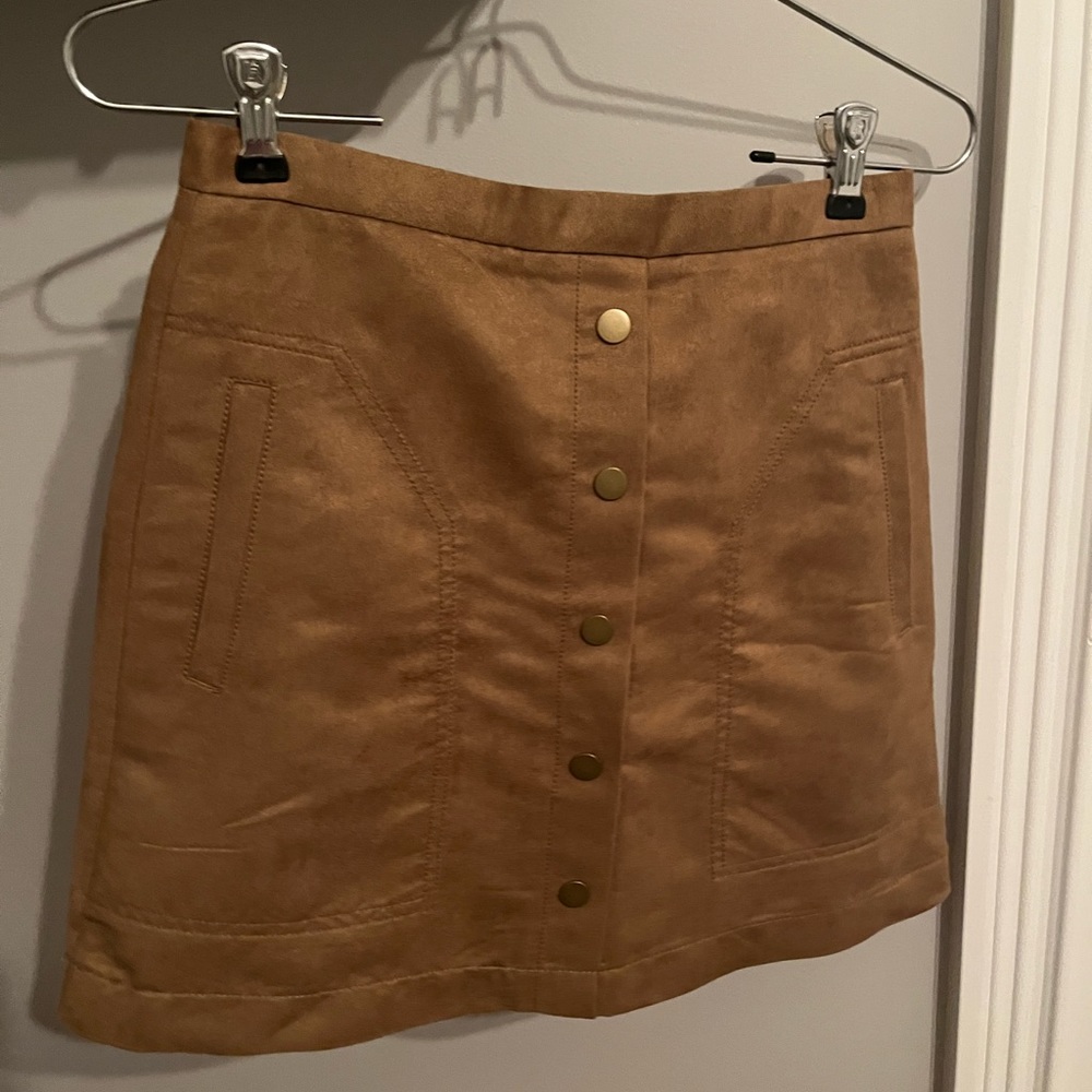 H&M chestnut brown faux suede skirt